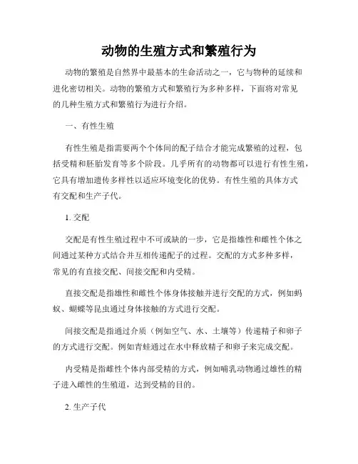 动物的生殖方式和繁殖行为