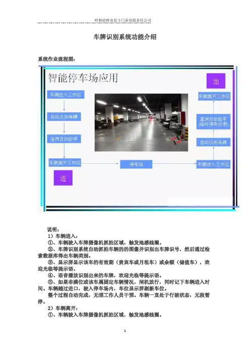 车牌识别系统功能介绍