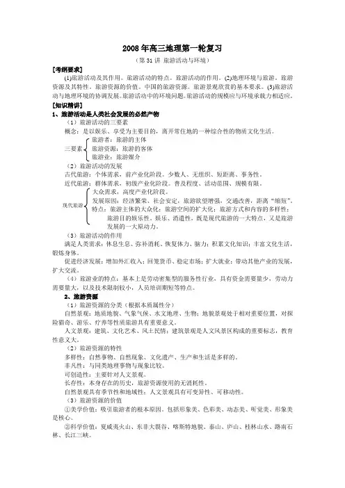 (第31讲 旅游活动与环境)