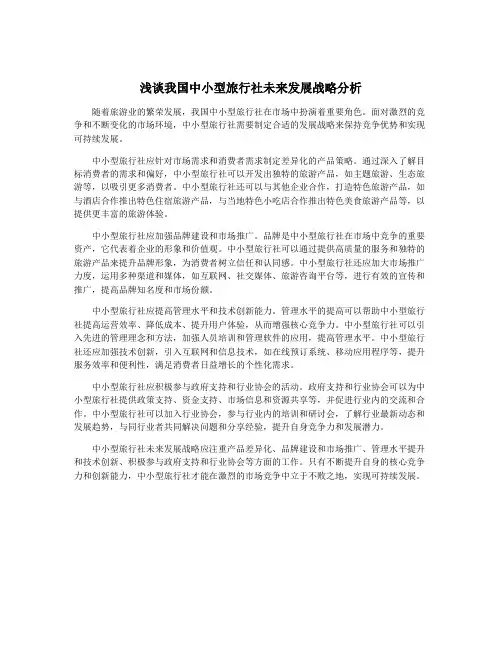 浅谈我国中小型旅行社未来发展战略分析
