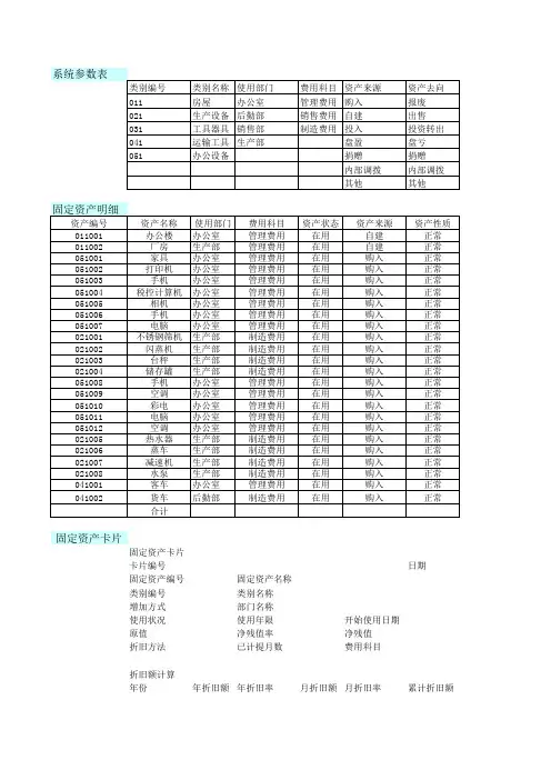 固定资产实训练习(含答案)