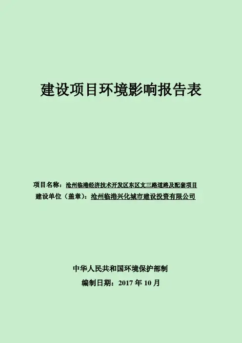 沧州临港经济技术开发区东区支三路道路及配套项目环评报告表