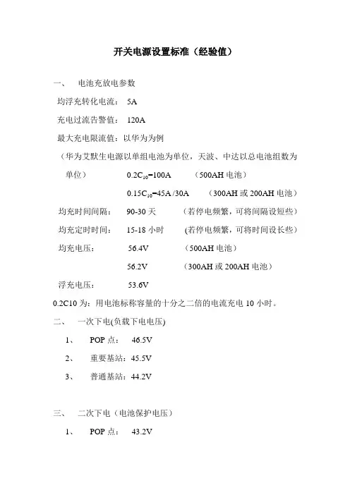 开关电源设置标准