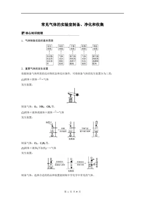 常见气体的实验室制备、净化和收集
