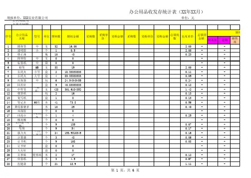 办公用品收发新资料存统计表范本