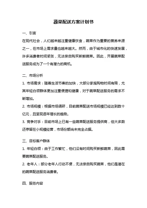 蔬菜配送方案计划书