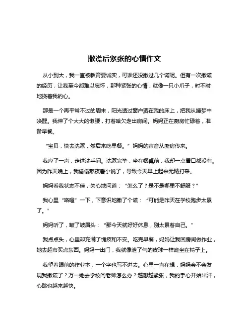撒谎后紧张的心情作文