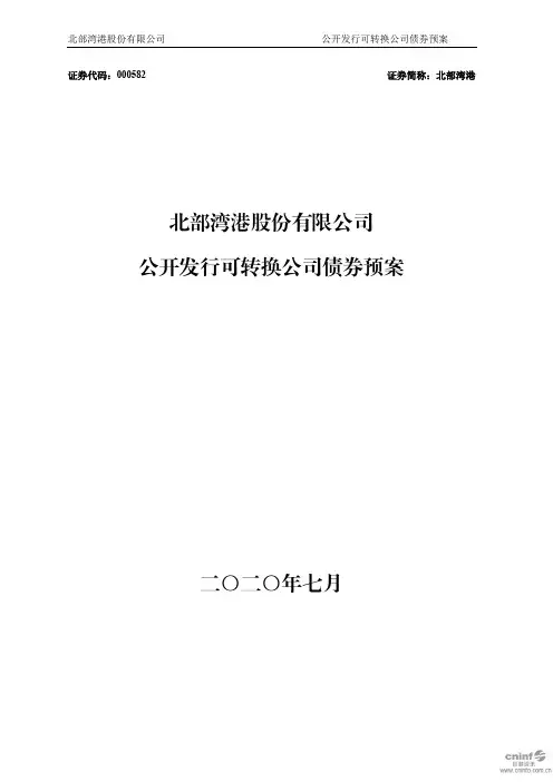 北部湾港：公开发行可转换公司债券预案