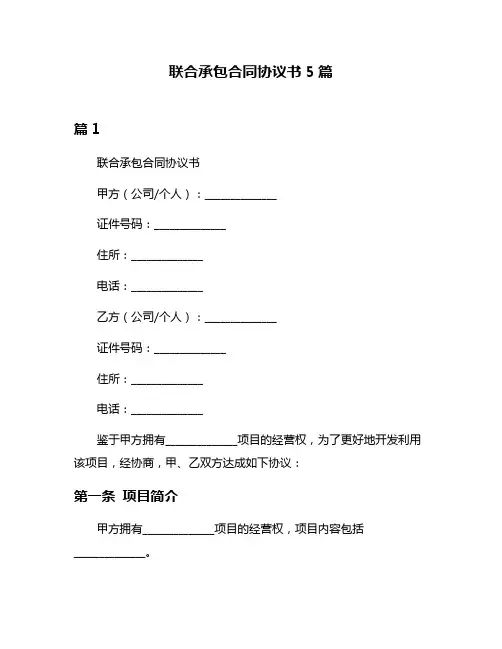联合承包合同协议书5篇