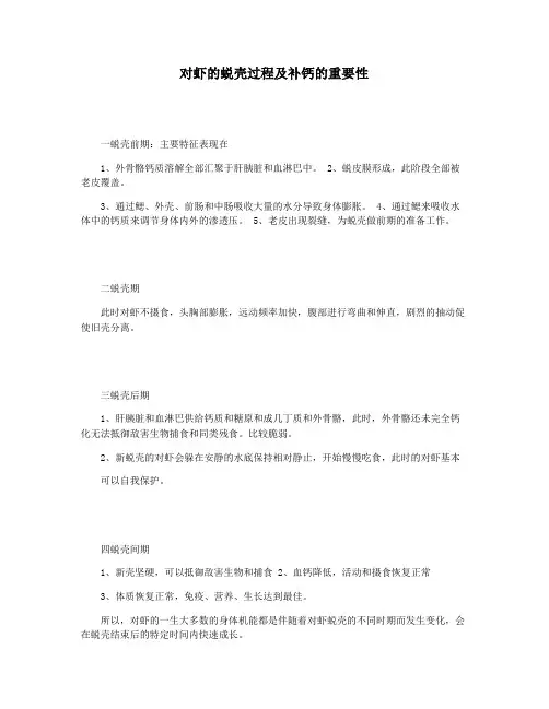 对虾的蜕壳过程及补钙的重要性