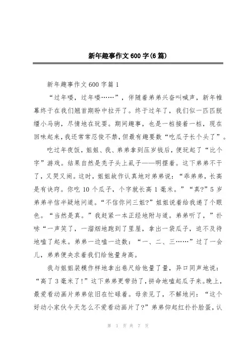 新年趣事作文600字(6篇)