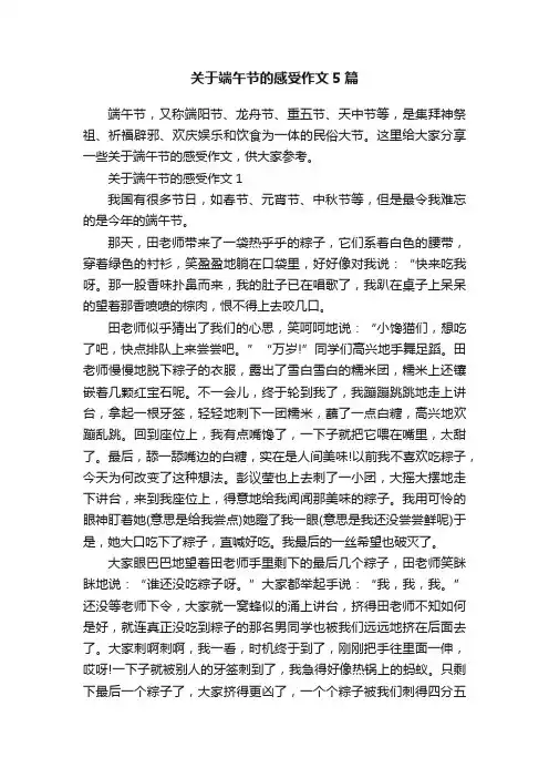 关于端午节的感受作文5篇
