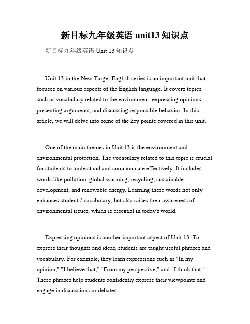 新目标九年级英语unit13知识点
