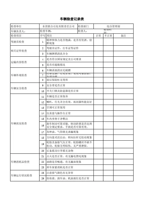车辆检查记录表