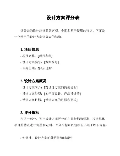 设计方案评分表