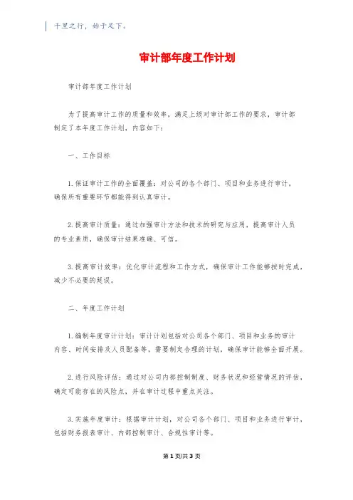 审计部年度工作计划