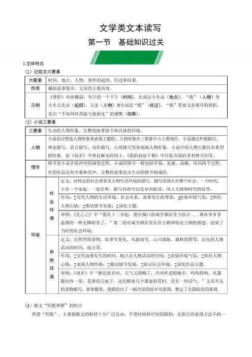 2020山西中考语文文学类文本读写：文体知识梳理