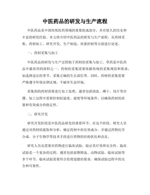 中医药品的研发与生产流程
