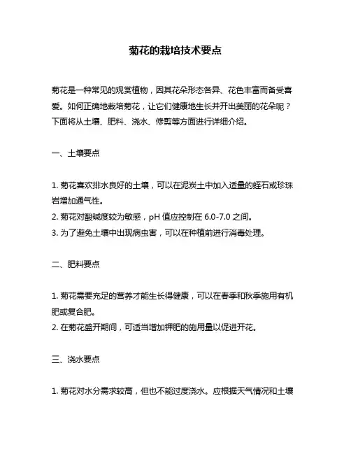 菊花的栽培技术要点