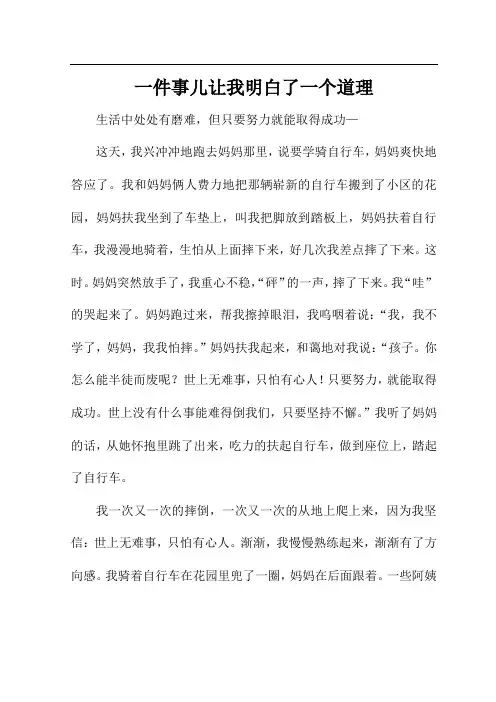 写写一件事儿让我明白了什么道理 作文儿