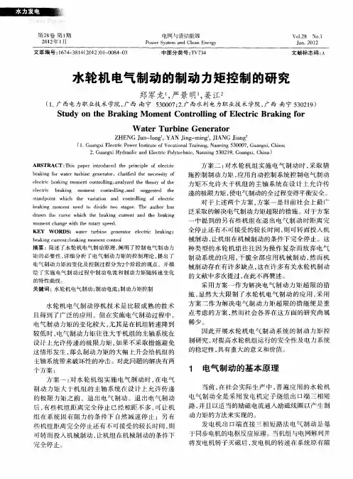 水轮机电气制动的制动力矩控制的研究