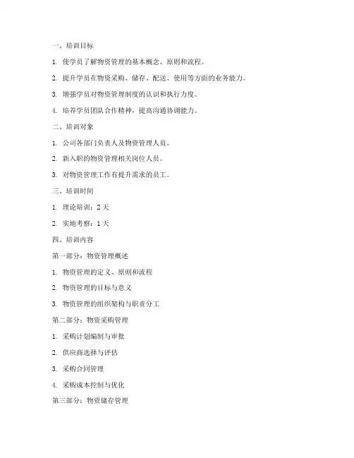 物资管理培训教案范文模板