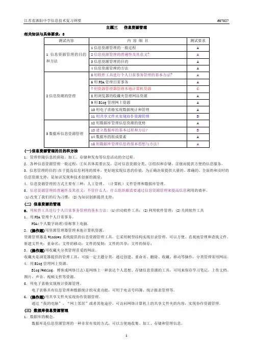 主题三、信息资源管理