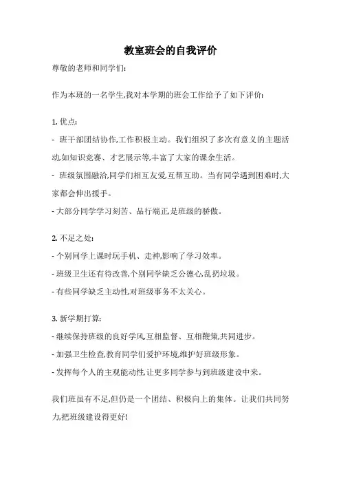 教室班会的自我评价