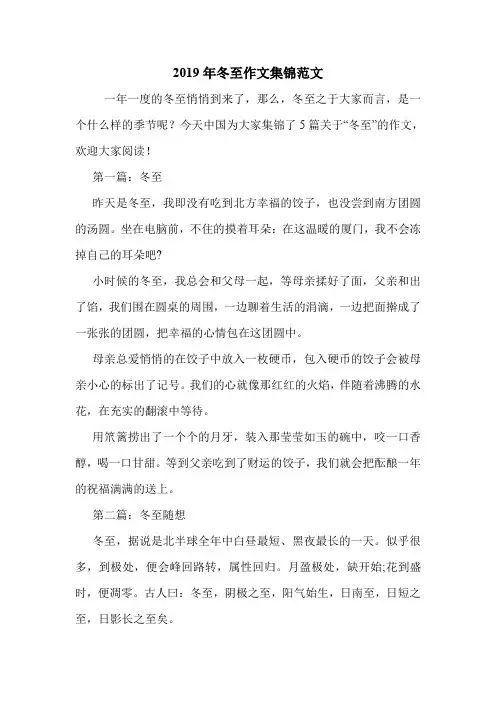 2019年冬至作文集锦范文.doc