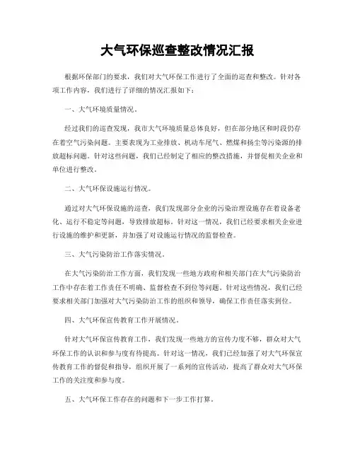 大气环保巡查整改情况汇报