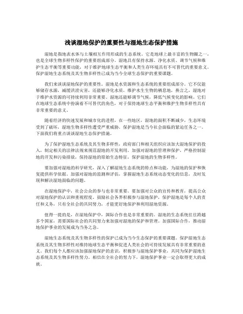 浅谈湿地保护的重要性与湿地生态保护措施