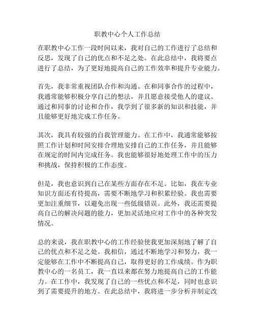 职教中心个人工作总结