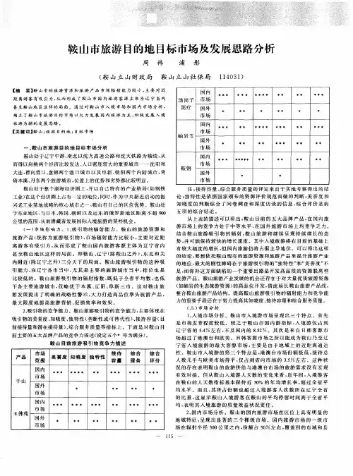 鞍山市旅游目的地目标市场及发展思路分析