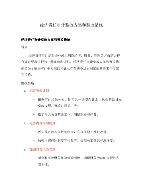 经济责任审计整改方案和整改措施
