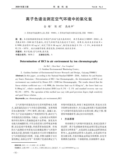 离子色谱法测定空气环境中的氯化氢