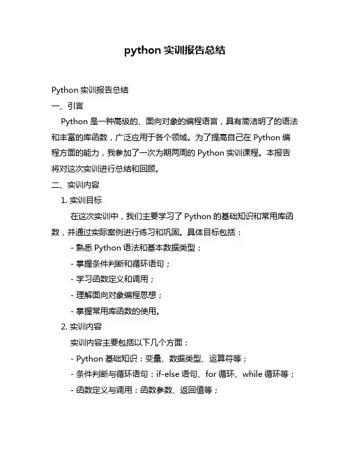 python实训报告总结