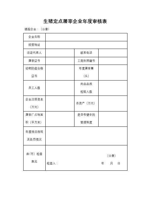 生猪定点屠宰企业年度审核表【模板】