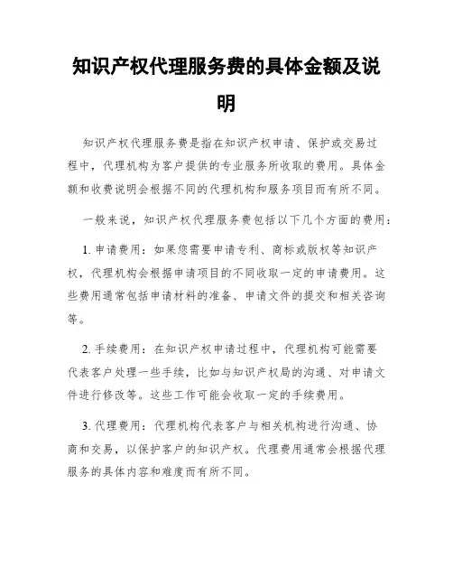 知识产权代理服务费的具体金额及说明