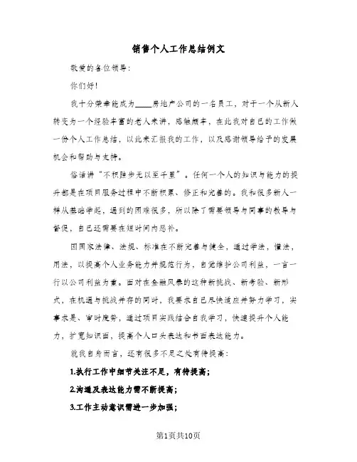 销售个人工作总结例文（5篇）