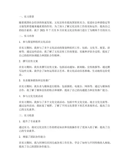 文化宣传实习报告
