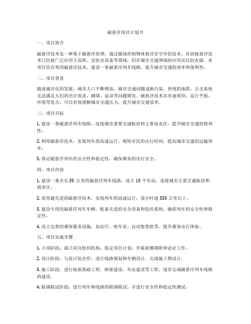 磁悬浮项目计划书