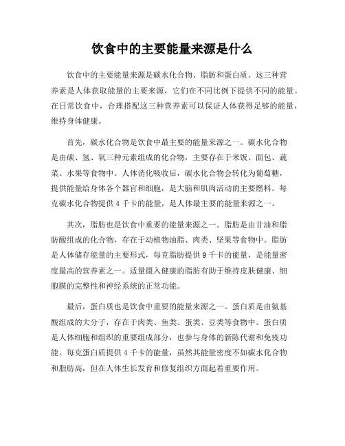 饮食中的主要能量来源是什么