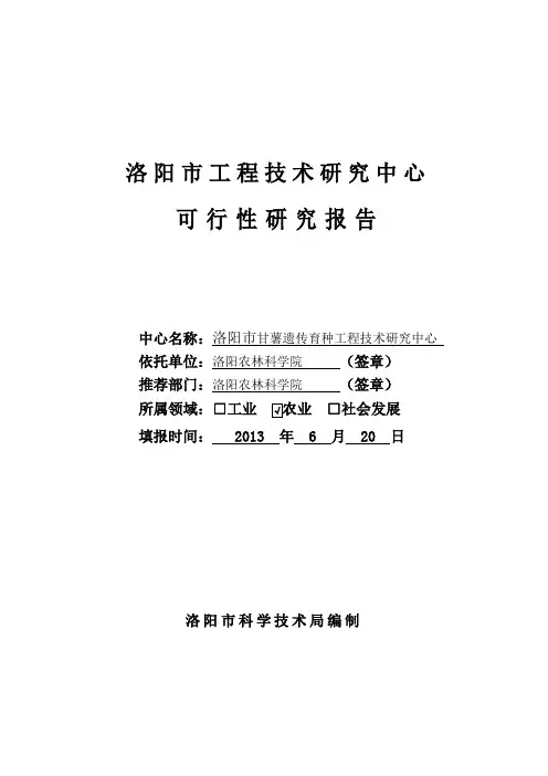 洛阳市工程技术研究中心可行性研究报告