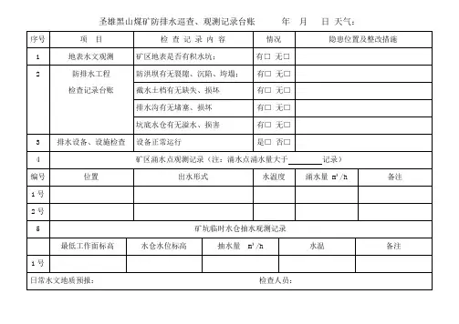 露天煤矿防排水记录台账