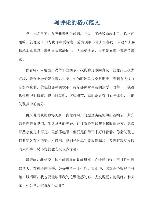写评论的格式范文