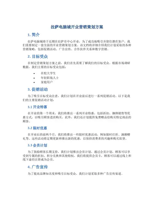 拉萨电脑城开业营销策划方案