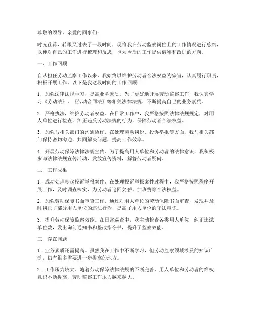 劳动监察个人总结范文