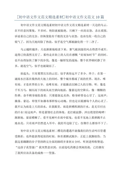 [初中语文作文范文精选素材]初中语文作文范文10篇