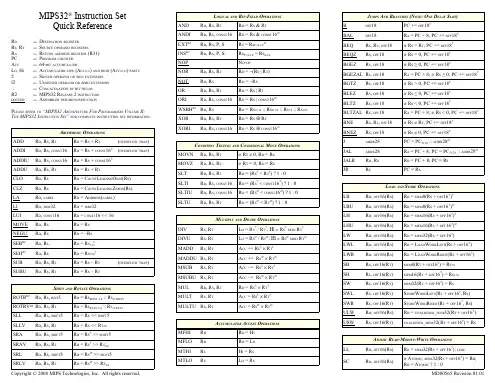 【SoCVista】MIPS32指令集