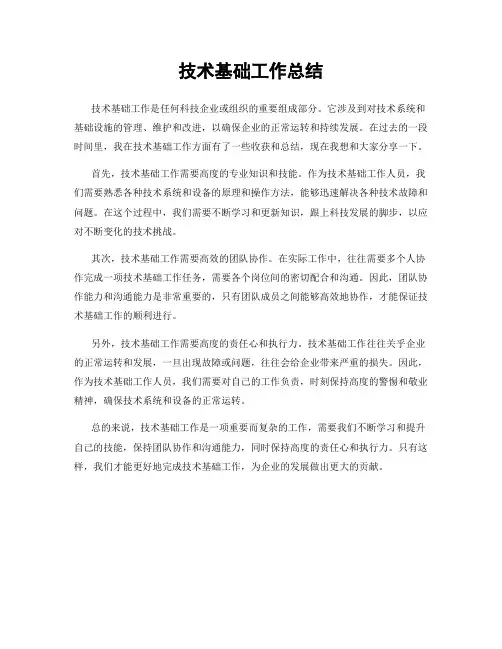 技术基础工作总结